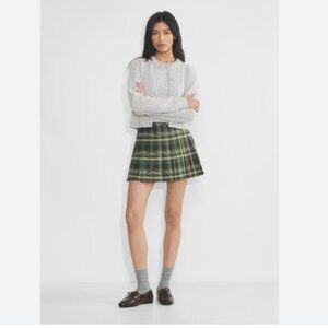 (NEVER WORN) Pleated Mini Skirt - Sunday Best OLIVE SUPER LO-RISE MINI